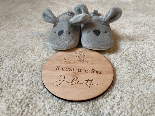 Carte annonce naissance bois - "Il était une fois" - Biche