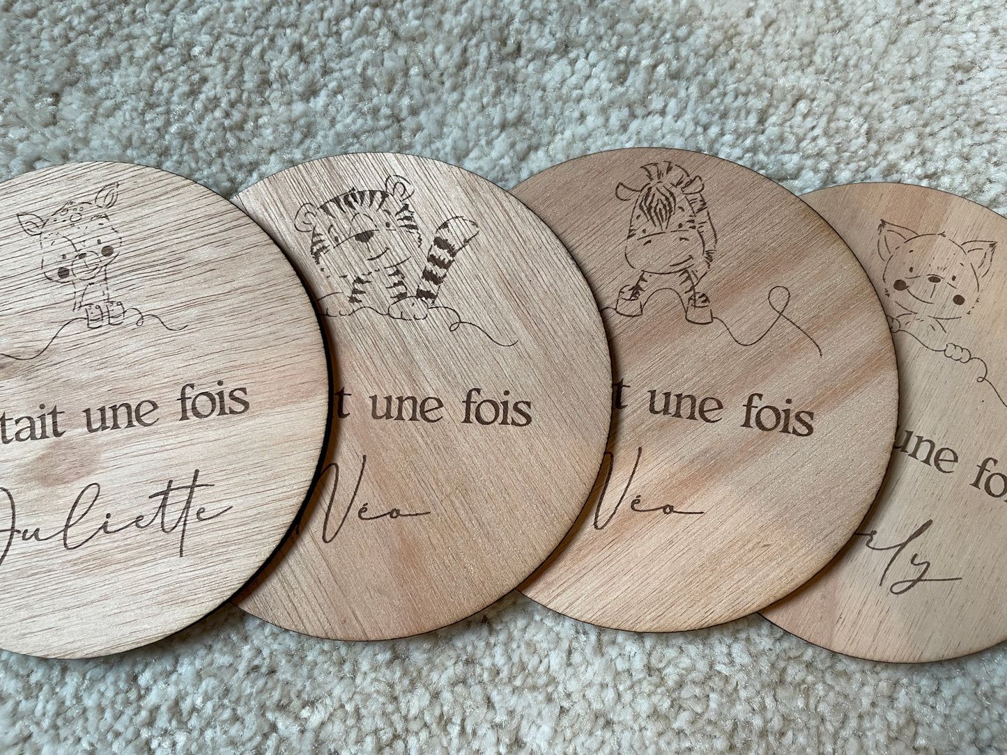Carte annonce naissance bois - "Il était une fois" - Biche