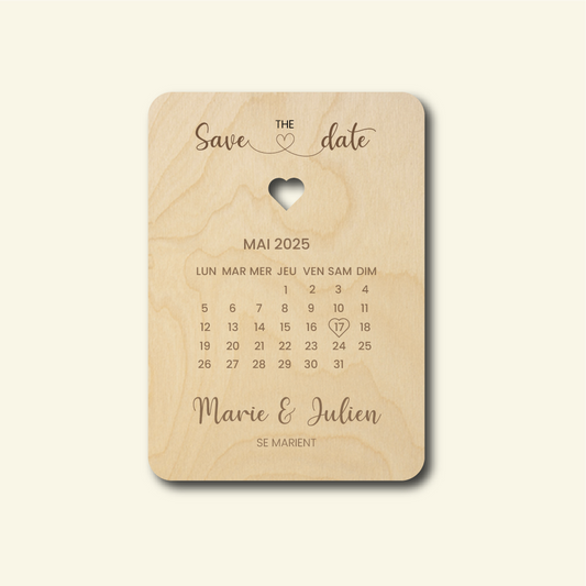 Carte "Save The Date" bois